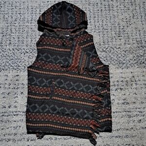 Jolt Hooded Sweater Vest with Fringe
